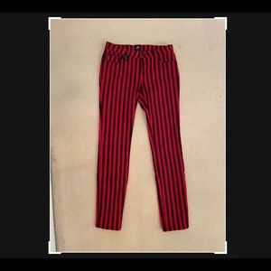 Red and black striped jeans